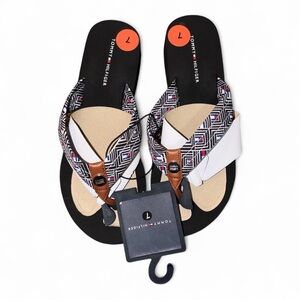 Tommy Hilfiger Black and White Geometric Women's Sandals​​